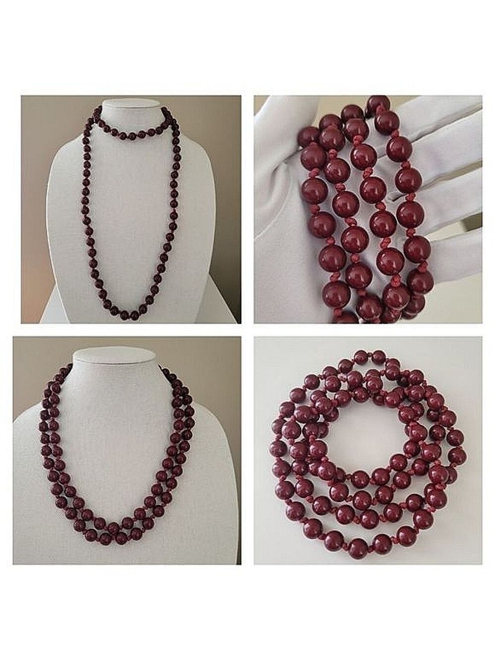 Necklace Burgundy Red Beaded Necklace #0033
